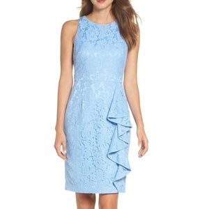 Nordstrom Eliza J Sleeveless Ruffle Lace Sheath